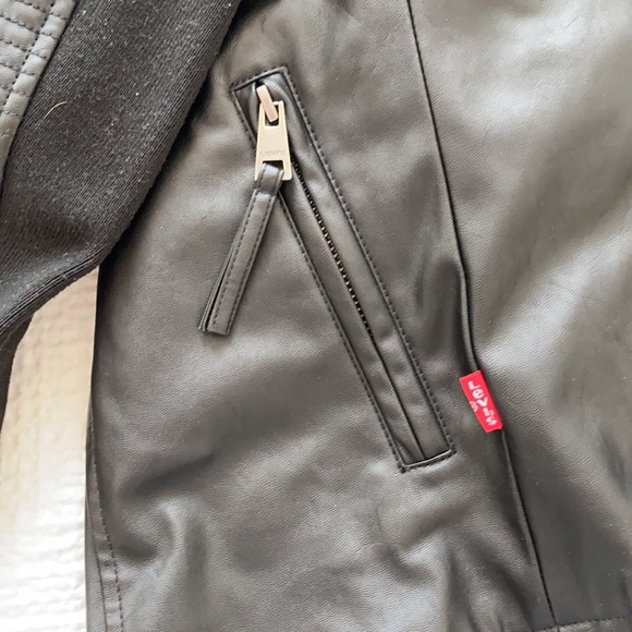 levi’s black faux leather and suede moto jacket - Picture 5 of 6